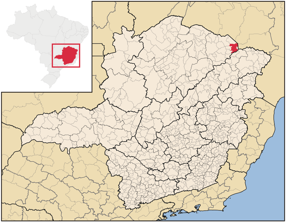 Mapa de localização de Águas Vermelhas em MG