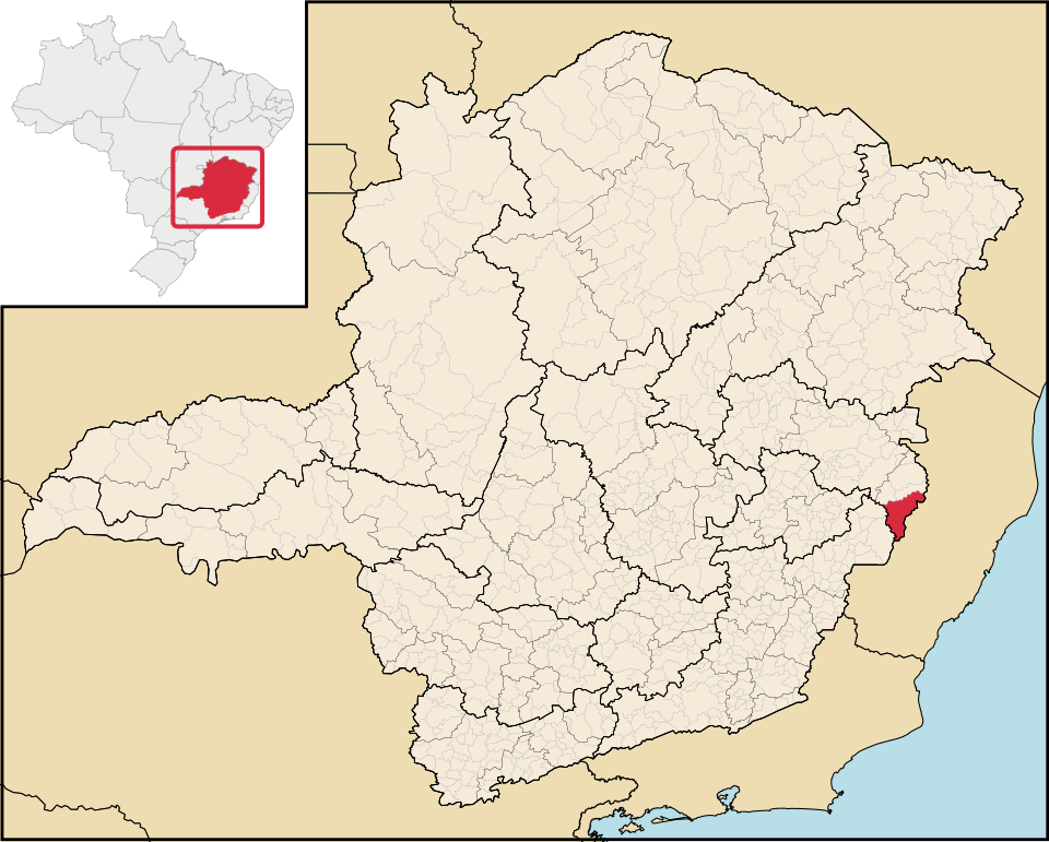 Mapa de localização de Aimorés em MG