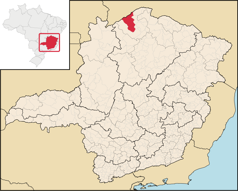 Mapa de localização de Bonito de Minas em MG