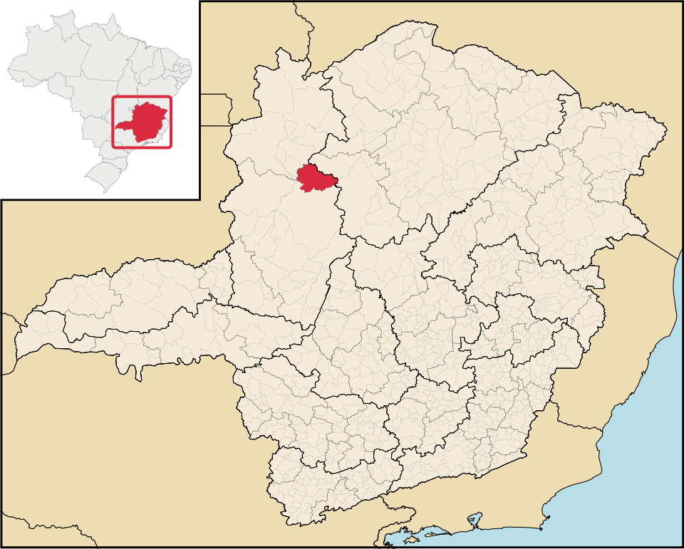 Mapa de localização de Brasilândia de Minas em MG