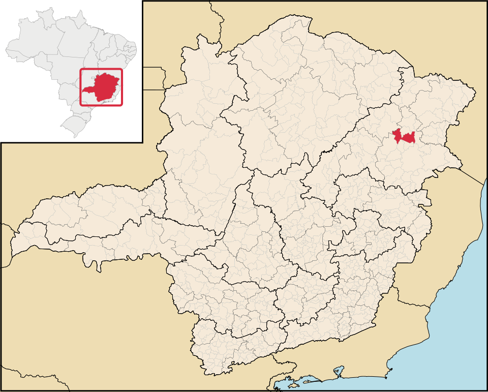 Mapa de localização de Caraí em MG