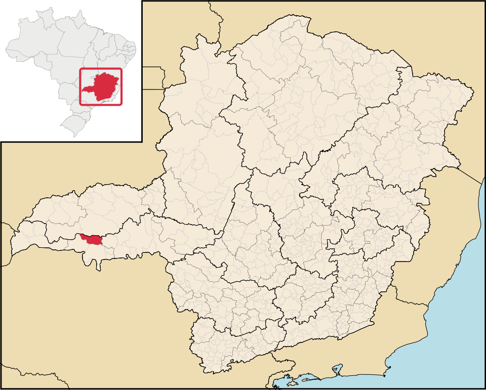 Mapa de localização de Comendador Gomes em MG
