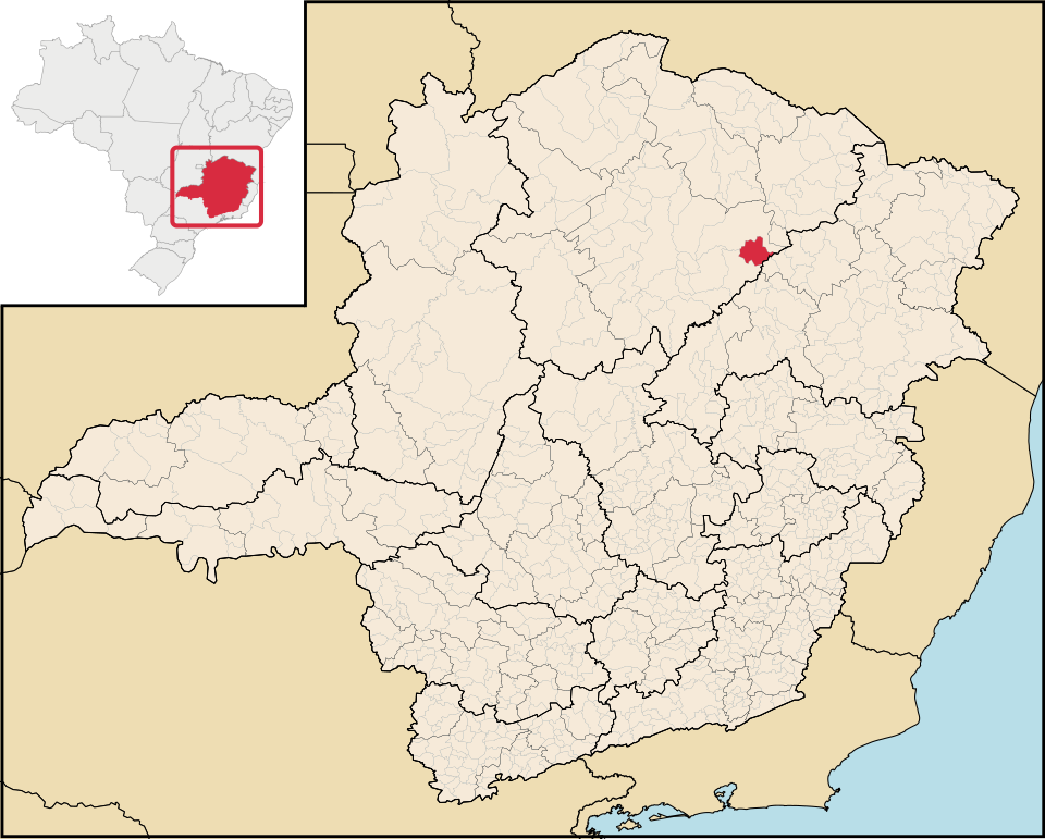 Mapa de localização de Cristália em MG