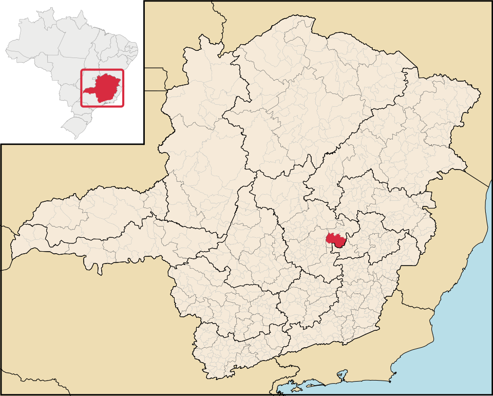 Mapa de localização de Itabira em MG