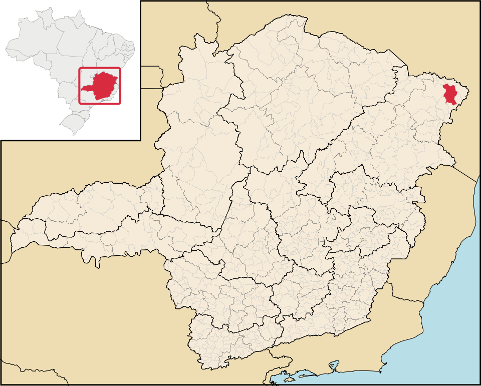 Mapa de localização de Jacinto em MG