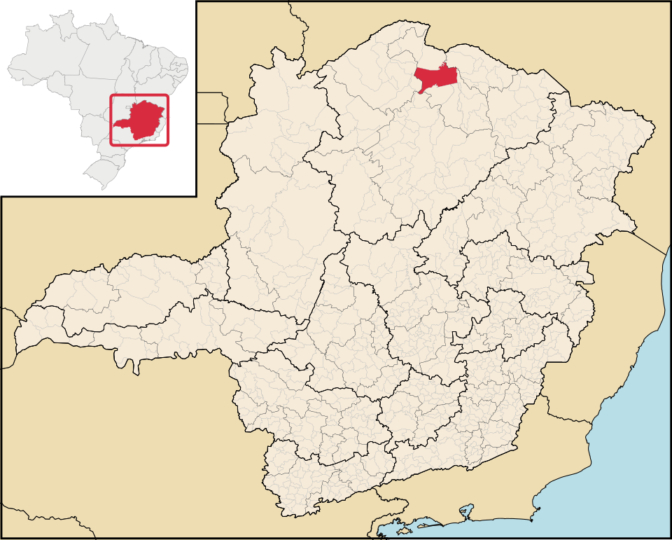 Mapa de localização de Jaíba em MG