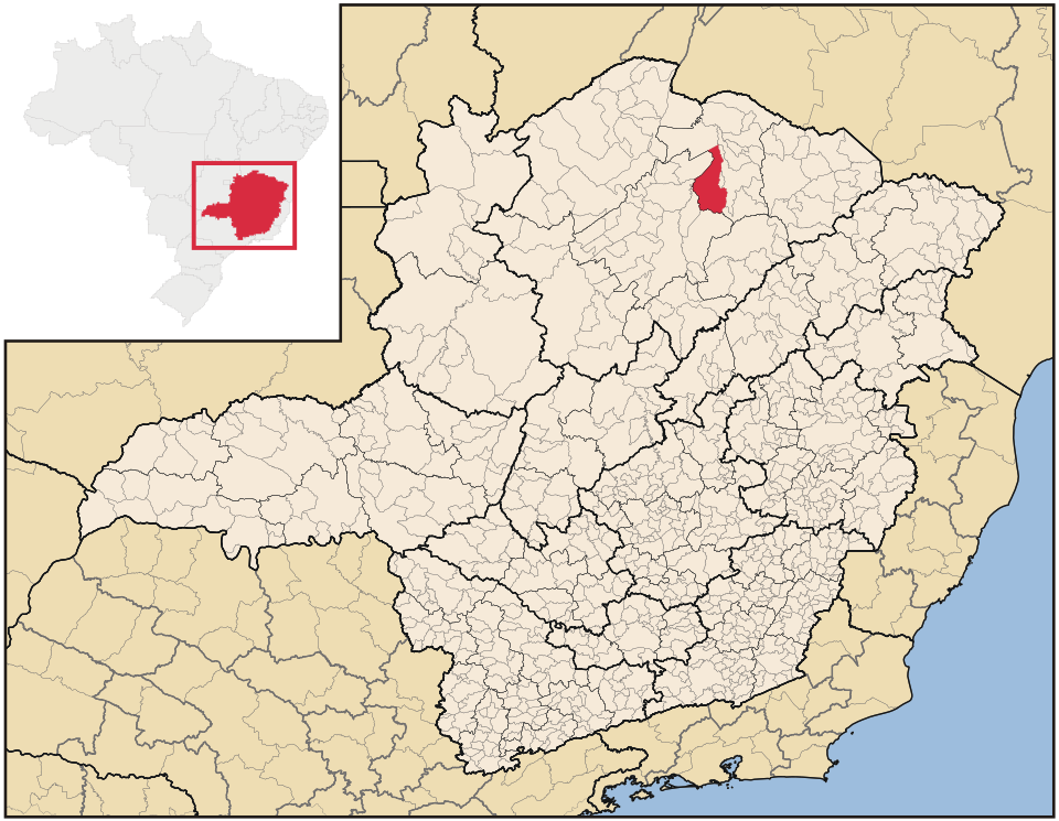 Mapa de localização de Janaúba em MG