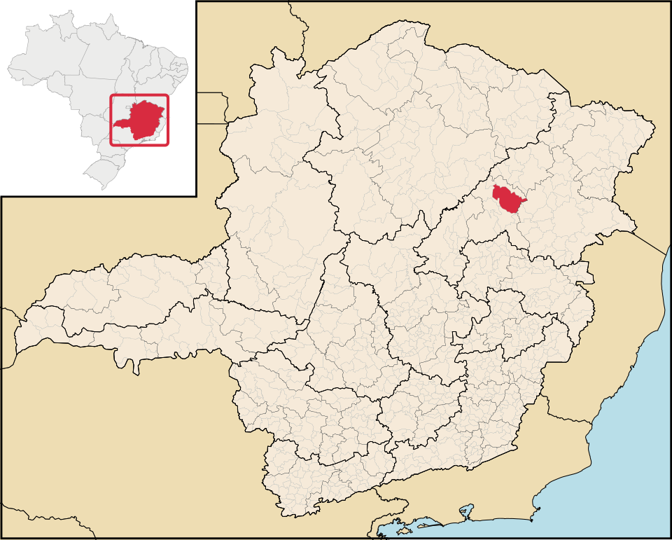 Mapa de localização de Minas Novas em MG