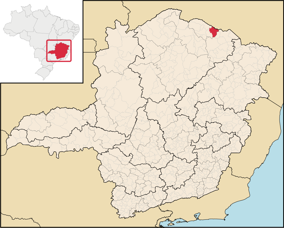 Mapa de localização de Montezuma em MG