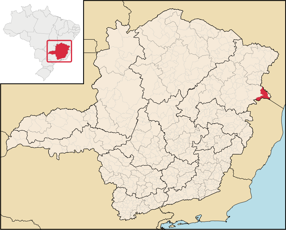 Mapa de localização de Nanuque em MG