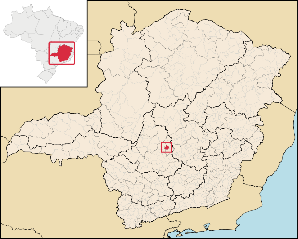 Mapa de localização de Onça de Pitangui em MG