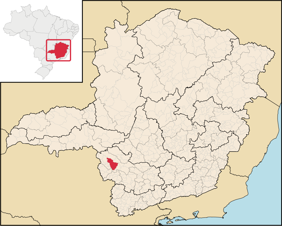 Mapa de localização de Passos em MG