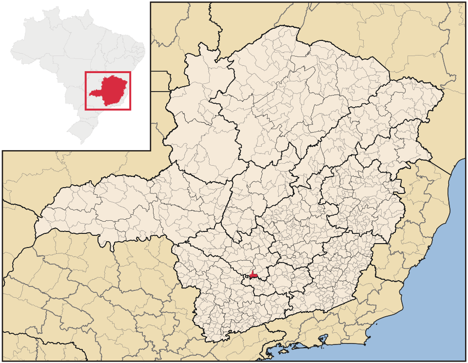 Mapa de localização de Perdões em MG