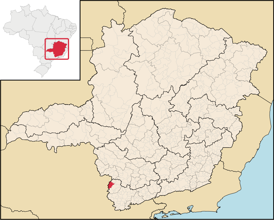 Mapa de localização de Poços de Caldas em MG