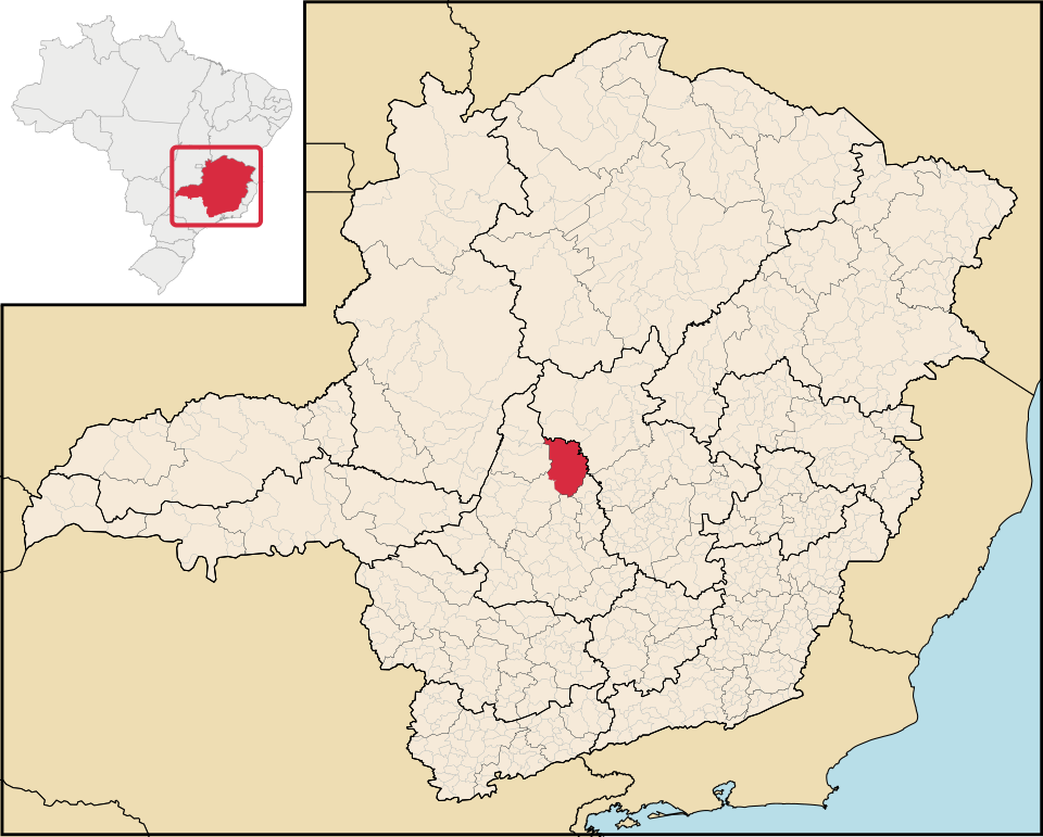 Mapa de localização de Pompéu em MG