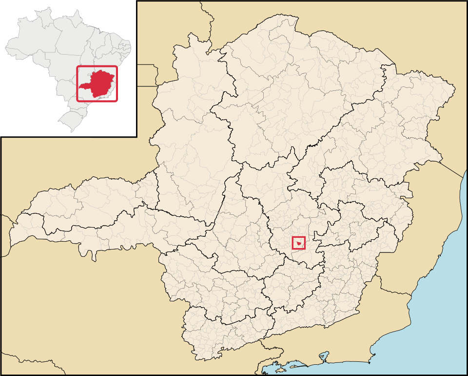 Mapa de localização de Raposos em MG