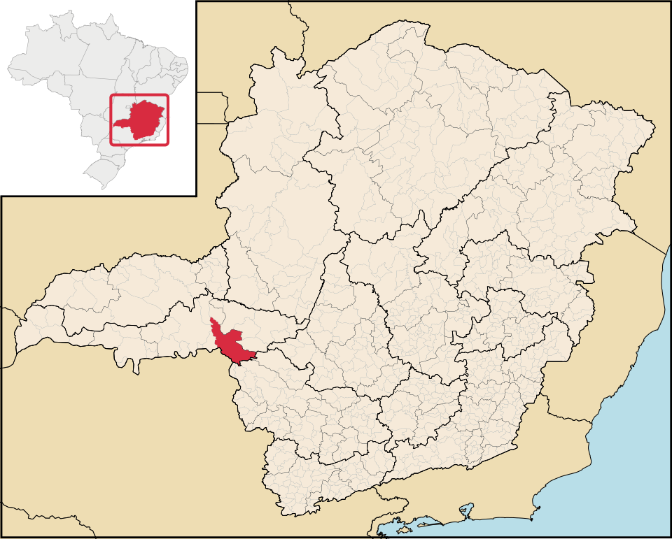 Mapa de localização de Sacramento em MG