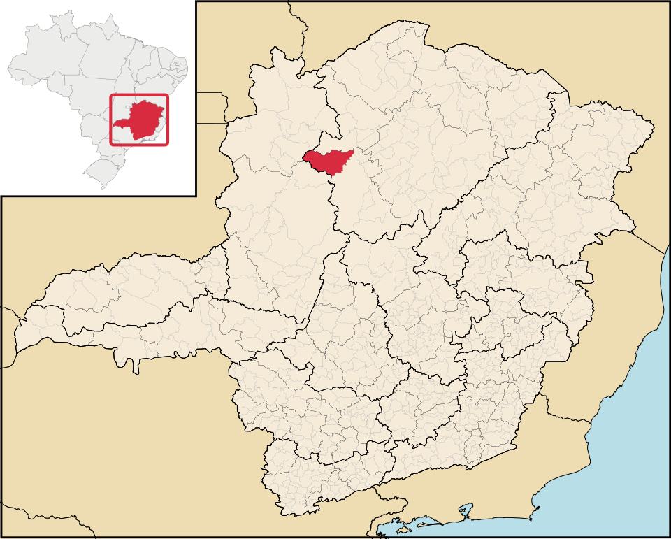 Mapa de localização de Santa Fé de Minas em MG