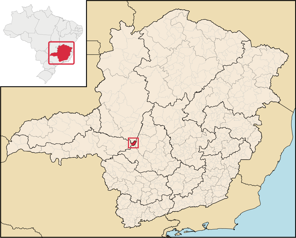 Mapa de localização de Santa Rosa da Serra em MG
