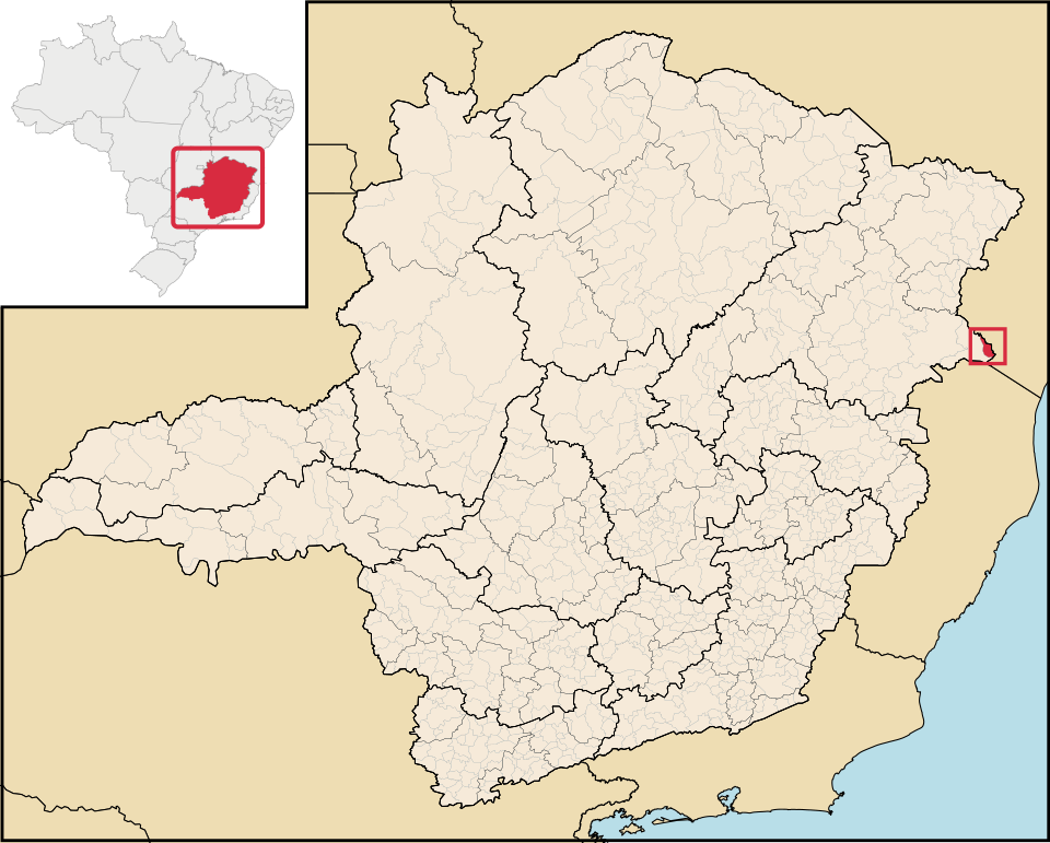 Mapa de localização de Serra dos Aimorés em MG