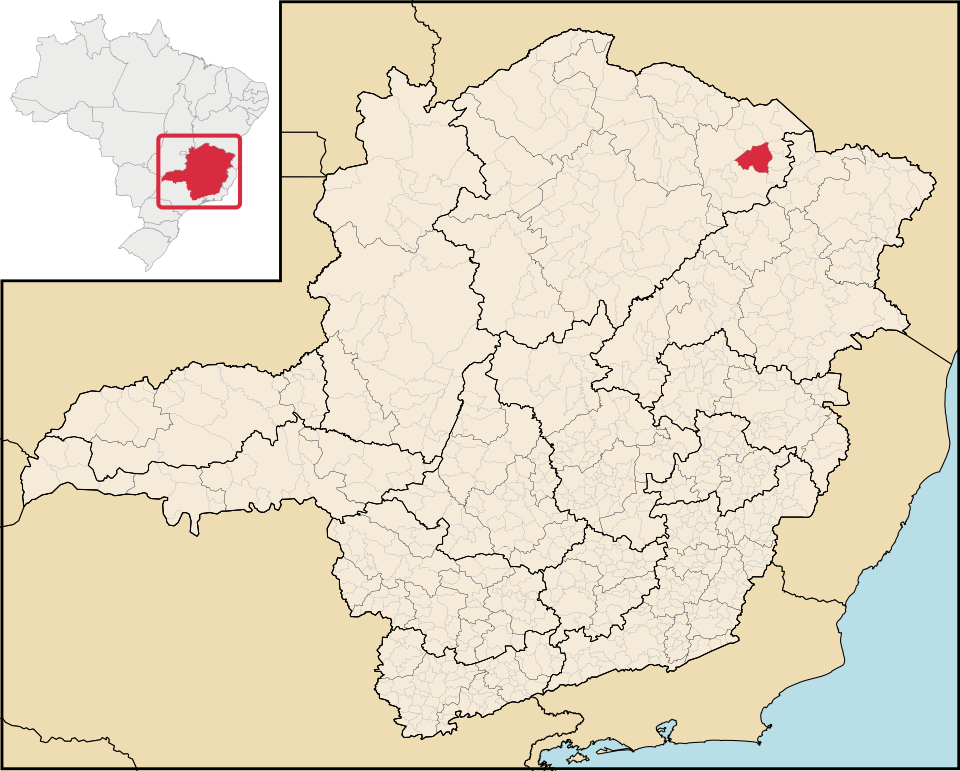 Mapa de localização de Taiobeiras em MG