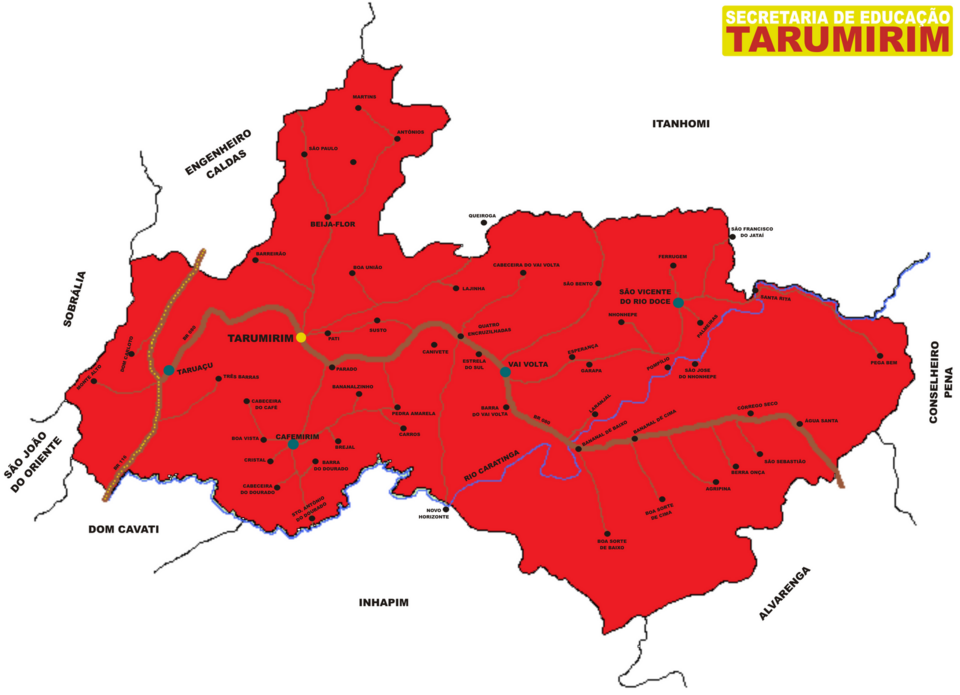 Mapa de localização de Tarumirim em MG