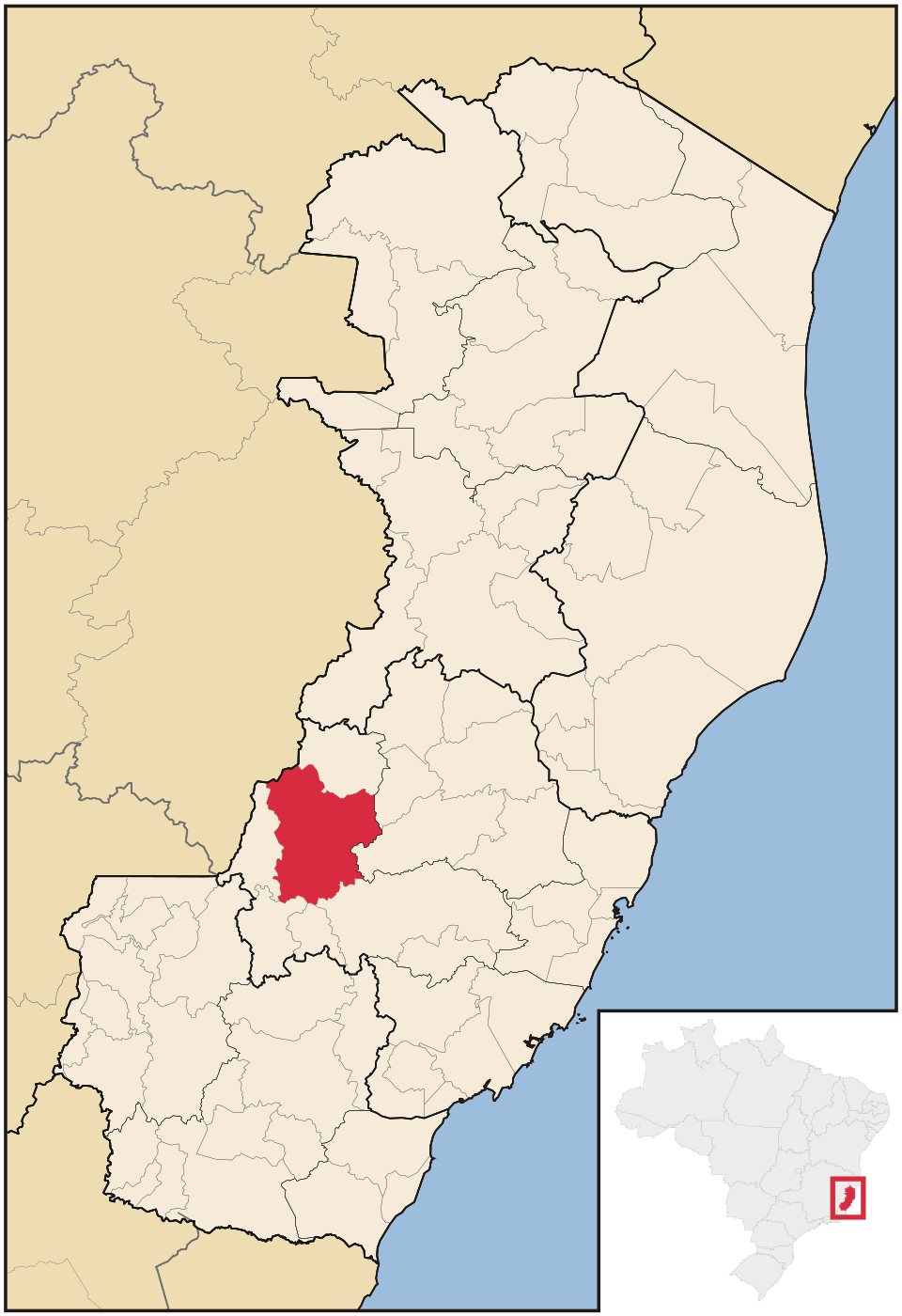 Mapa de localização de Afonso Cláudio em ES