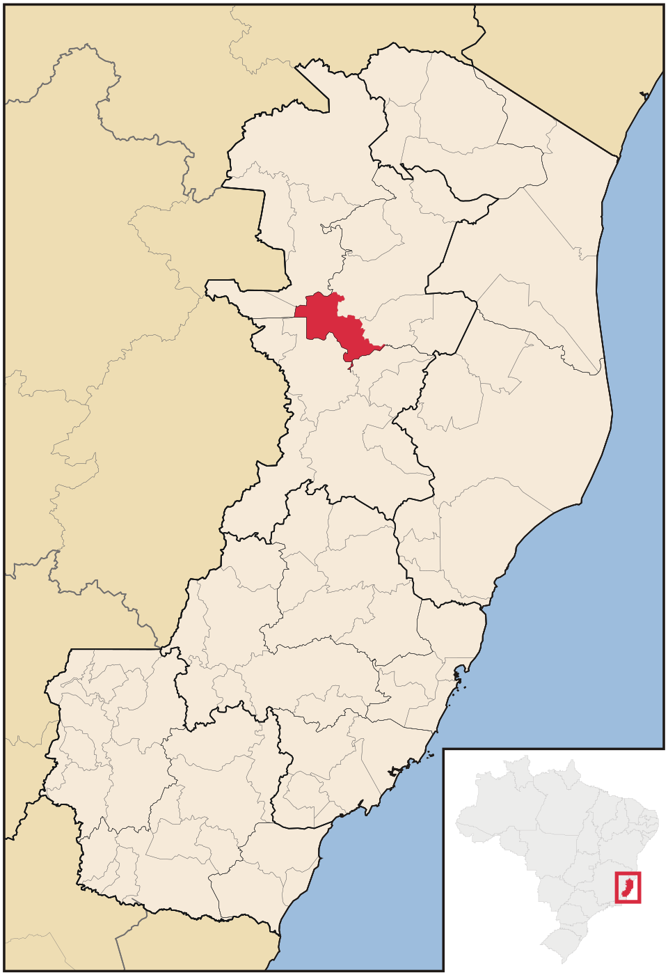 Mapa de localização de Águia Branca em ES