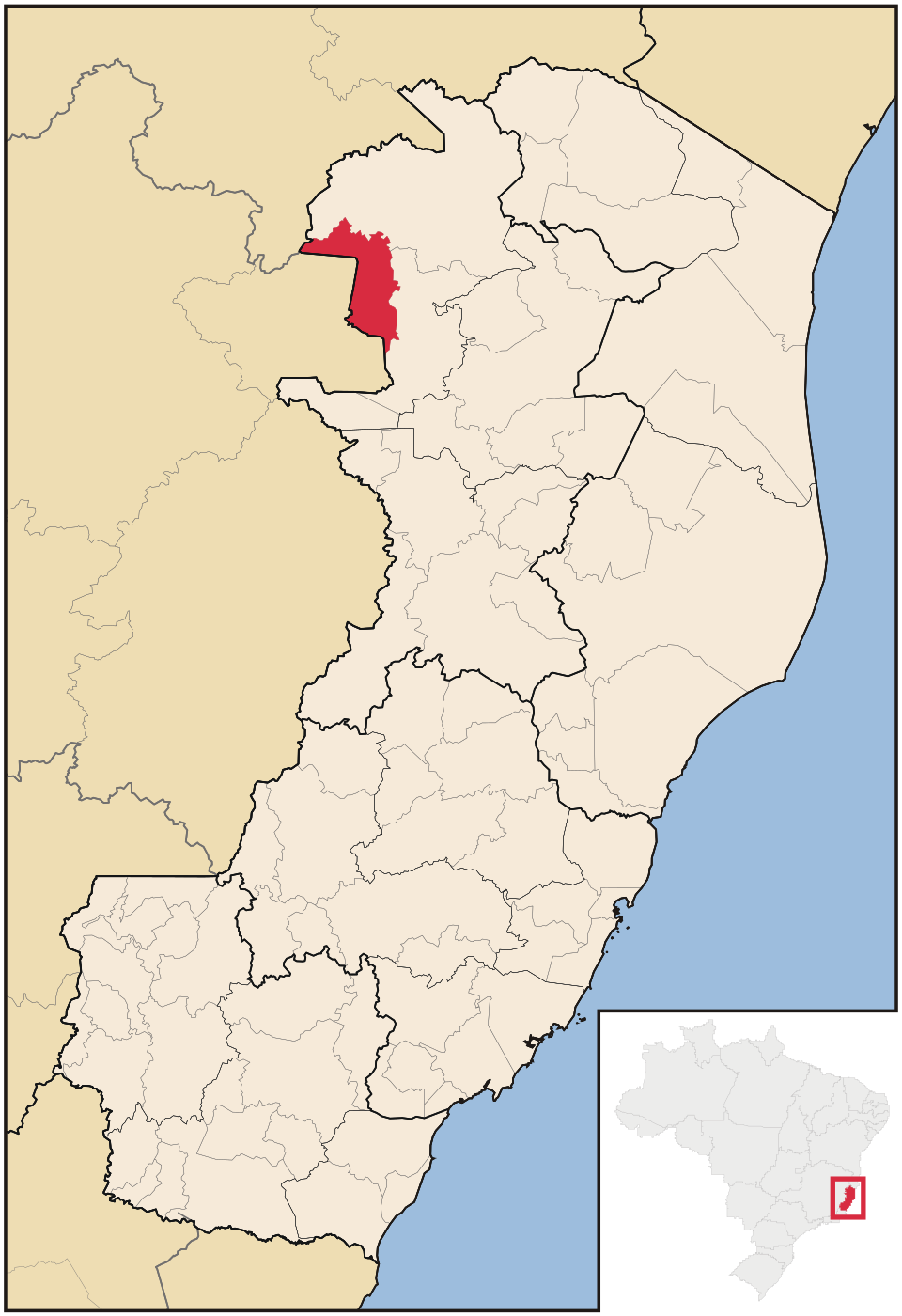 Mapa de localização de Água Doce do Norte em ES