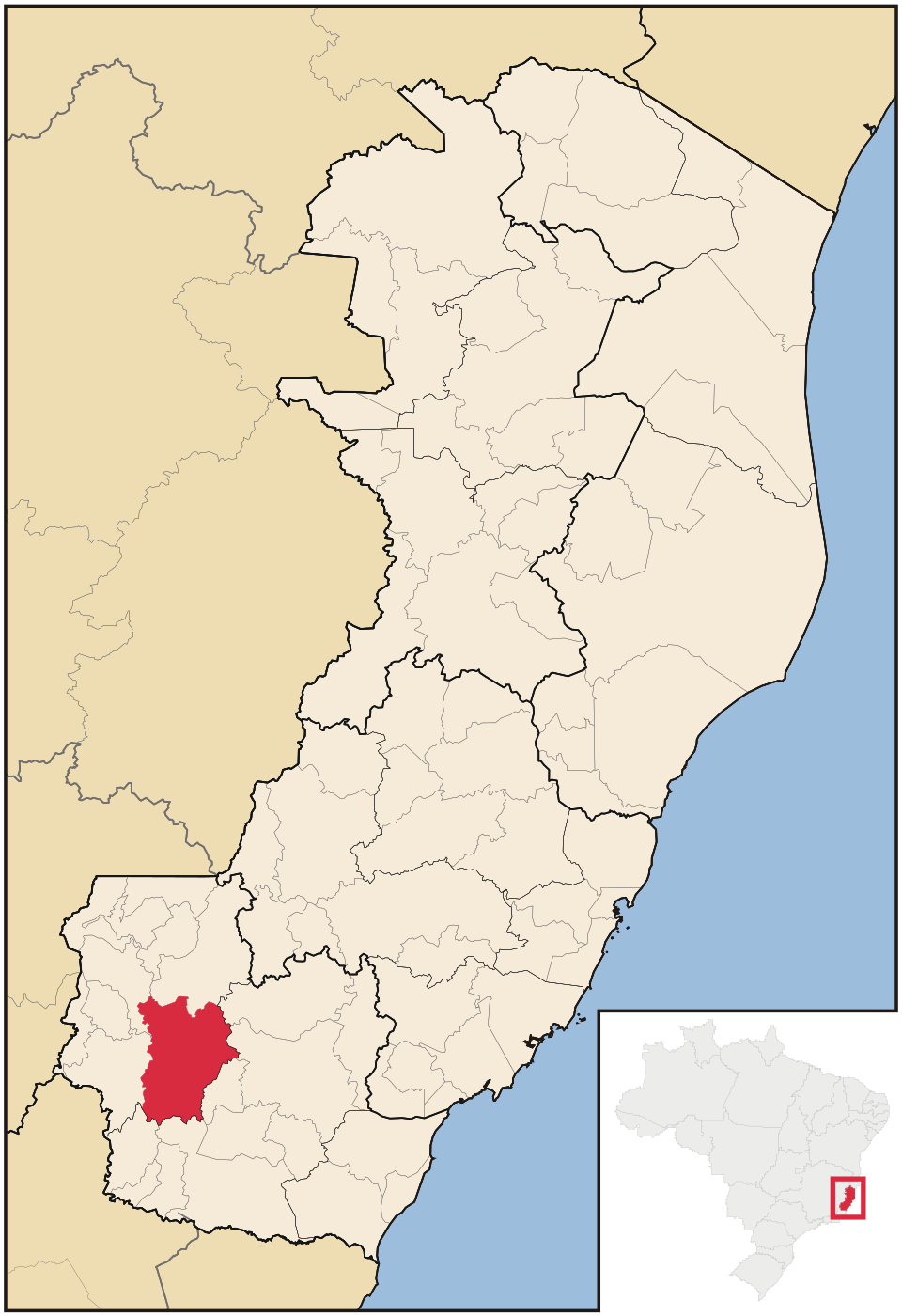 Mapa de localização de Alegre em ES