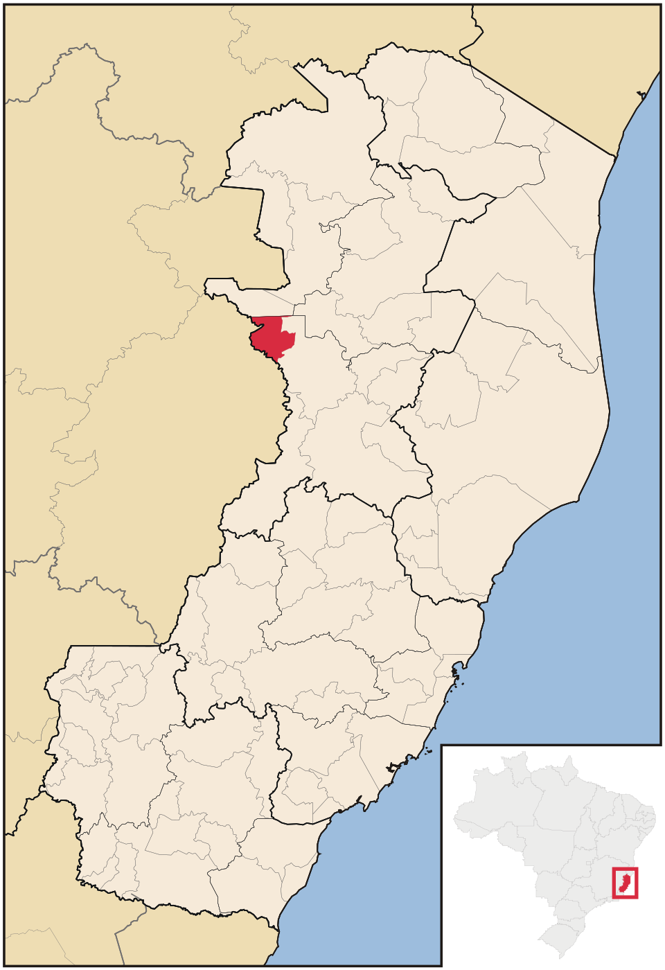Mapa de localização de Alto Rio Novo em ES