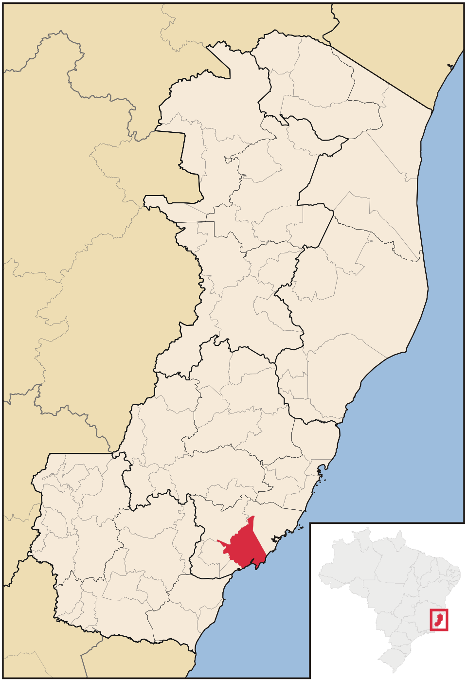 Mapa de localização de Anchieta em ES