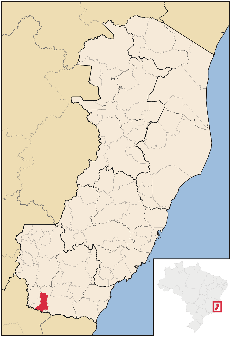 Mapa de localização de Apiacá em ES