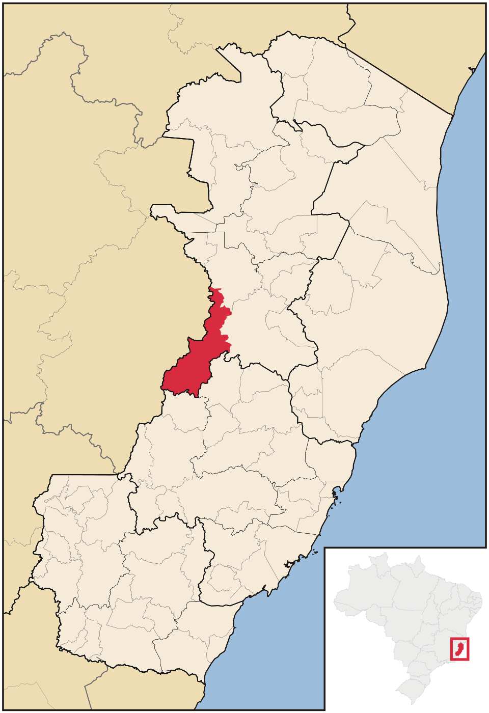 Mapa de localização de Baixo Guandu em ES