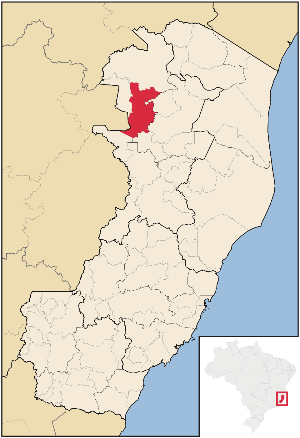 Mapa de localização de Barra de São Francisco em ES