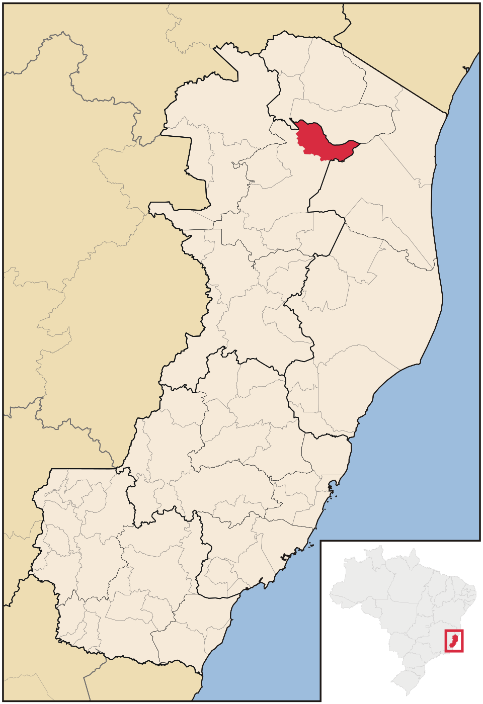 Mapa de localização de Boa Esperança em ES
