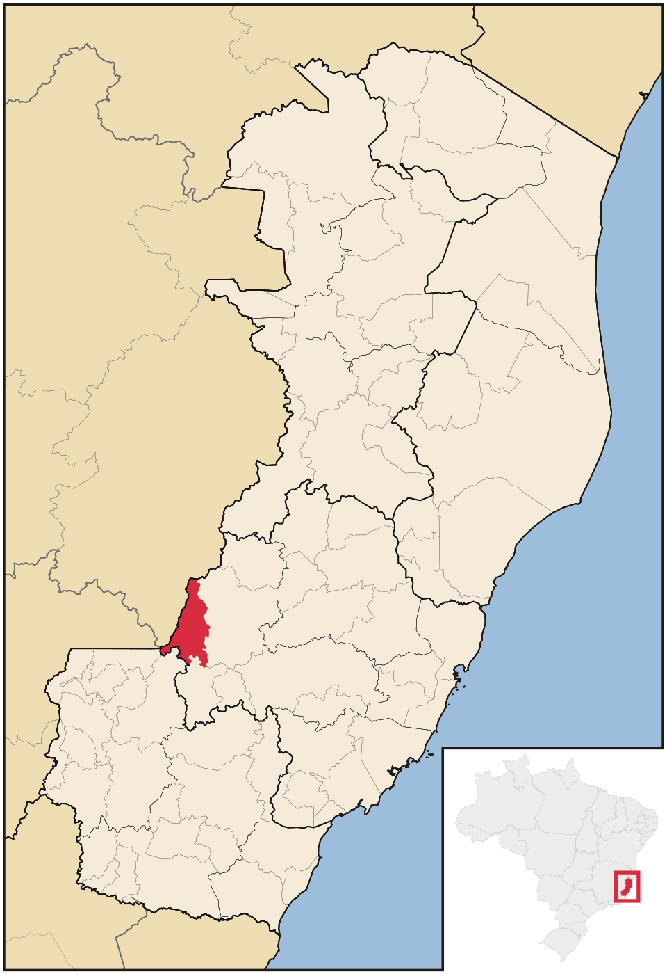Mapa de localização de Brejetuba em ES