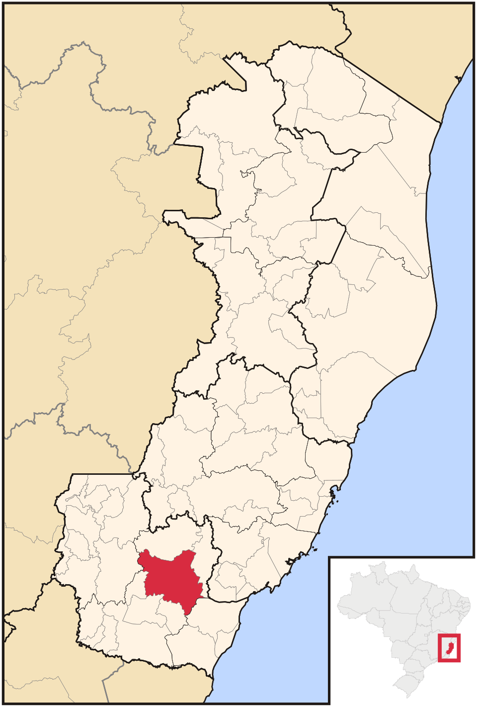 Mapa de localização de Cachoeiro de Itapemirim em ES