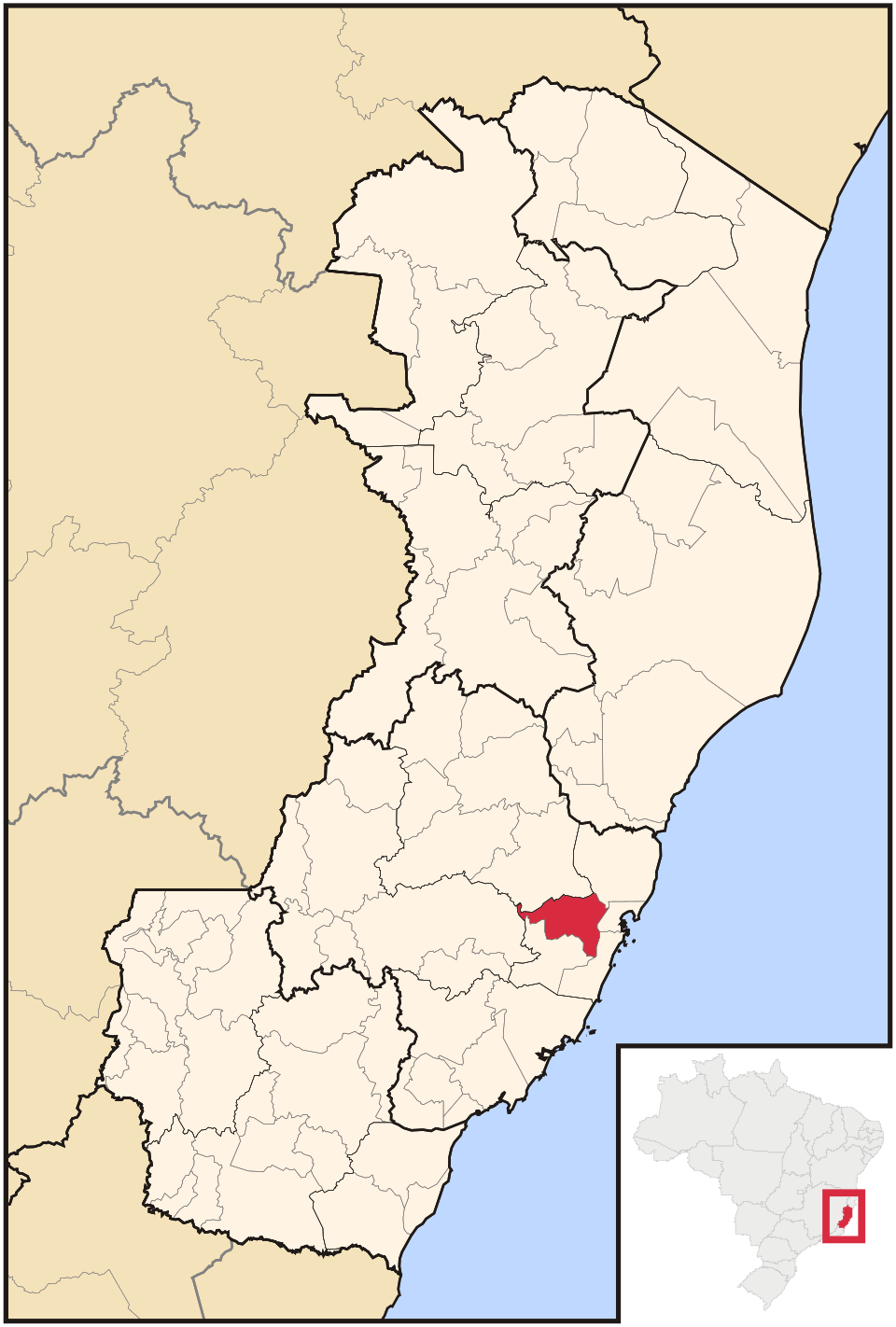 Mapa de localização de Cariacica em ES