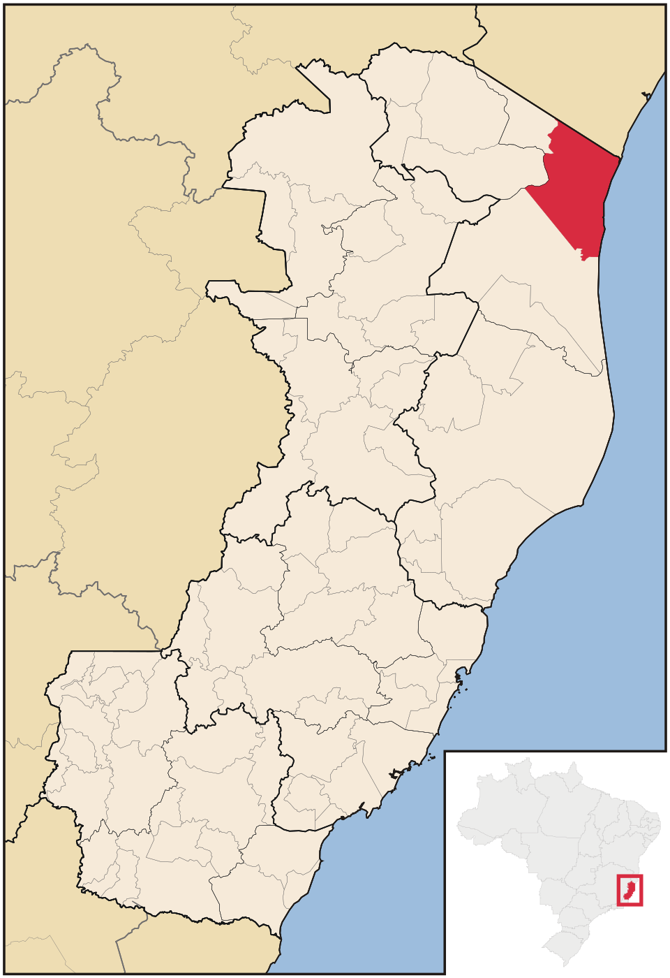 Mapa de localização de Conceição da Barra em ES