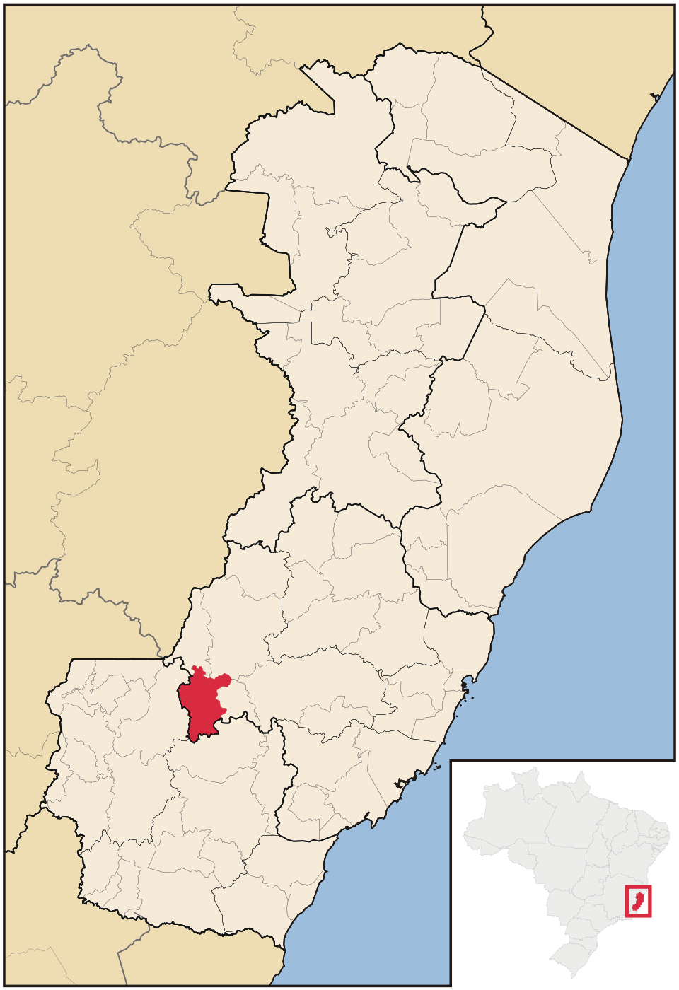 Mapa de localização de Conceição do Castelo em ES