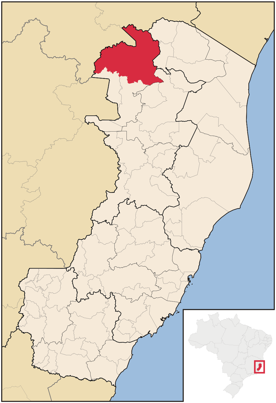 Mapa de localização de Ecoporanga em ES