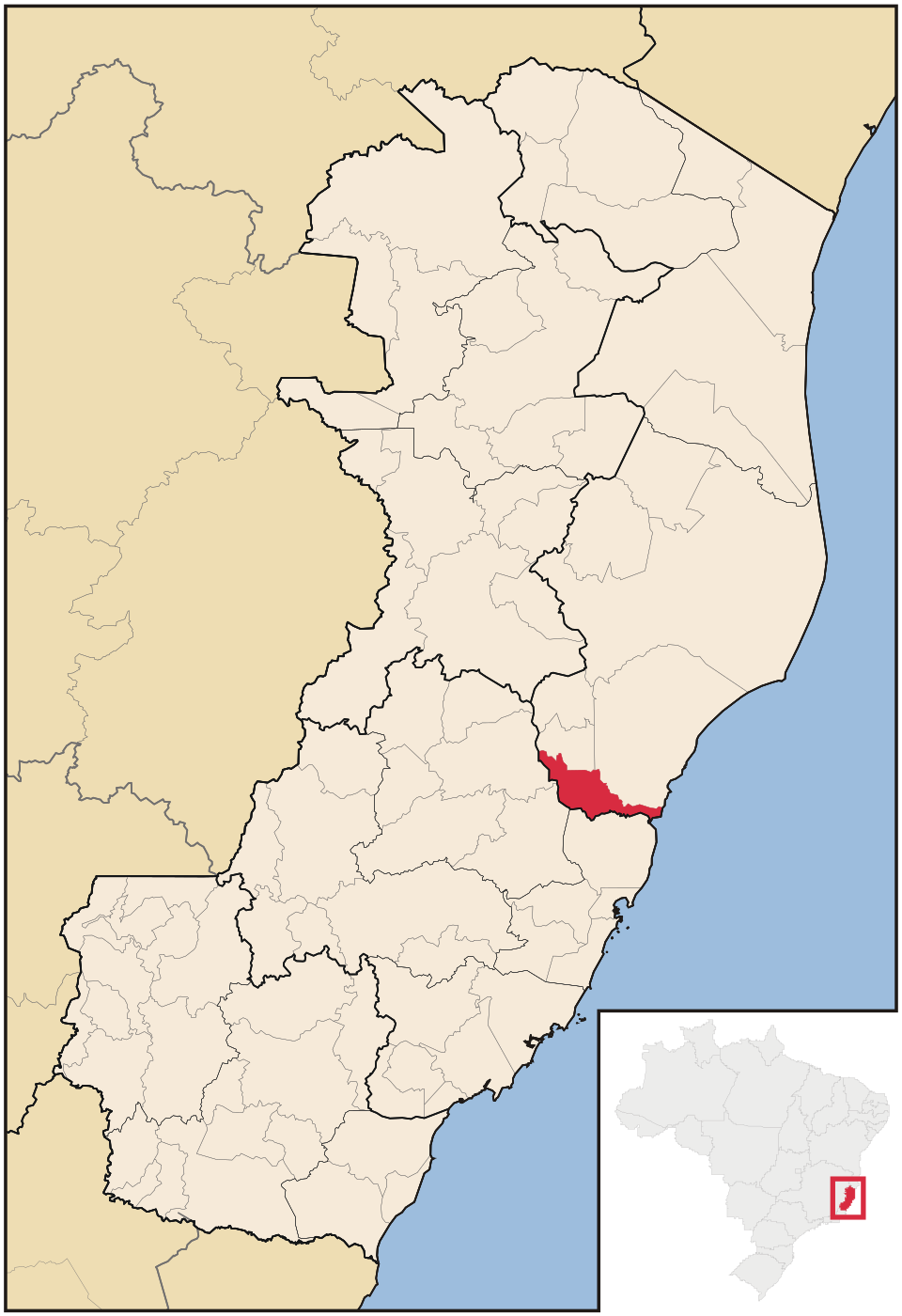 Mapa de localização de Fundão em ES
