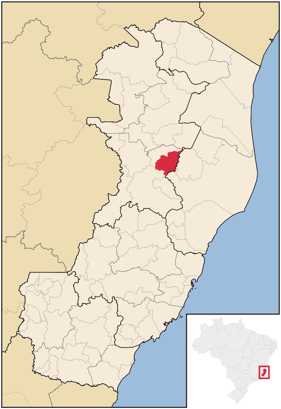 Mapa de localização de Governador Lindenberg em ES