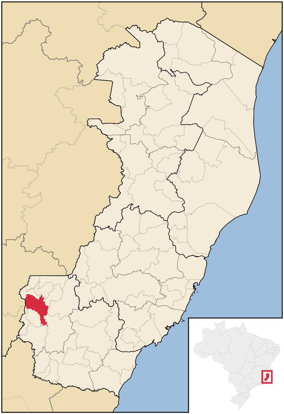 Mapa de localização de Ibitirama em ES