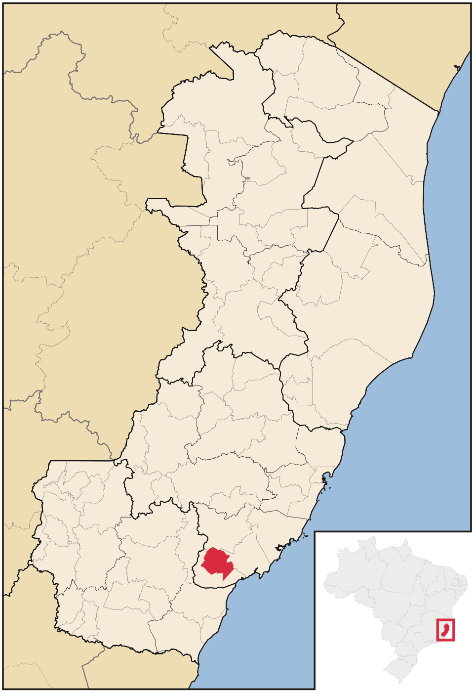 Mapa de localização de Iconha em ES