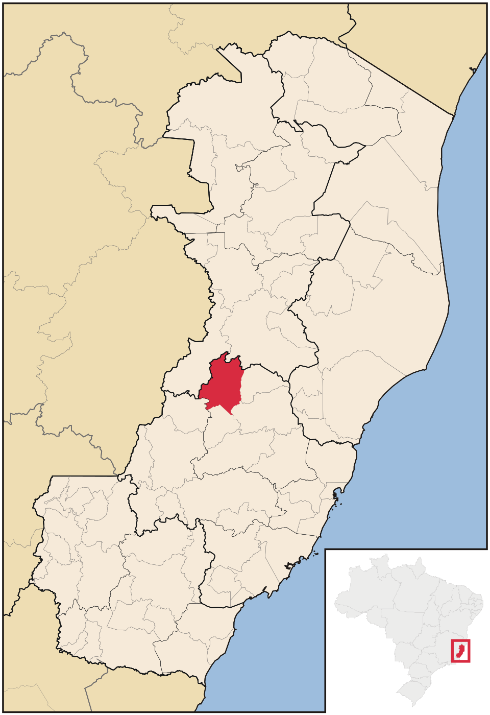 Mapa de localização de Itaguaçu em ES