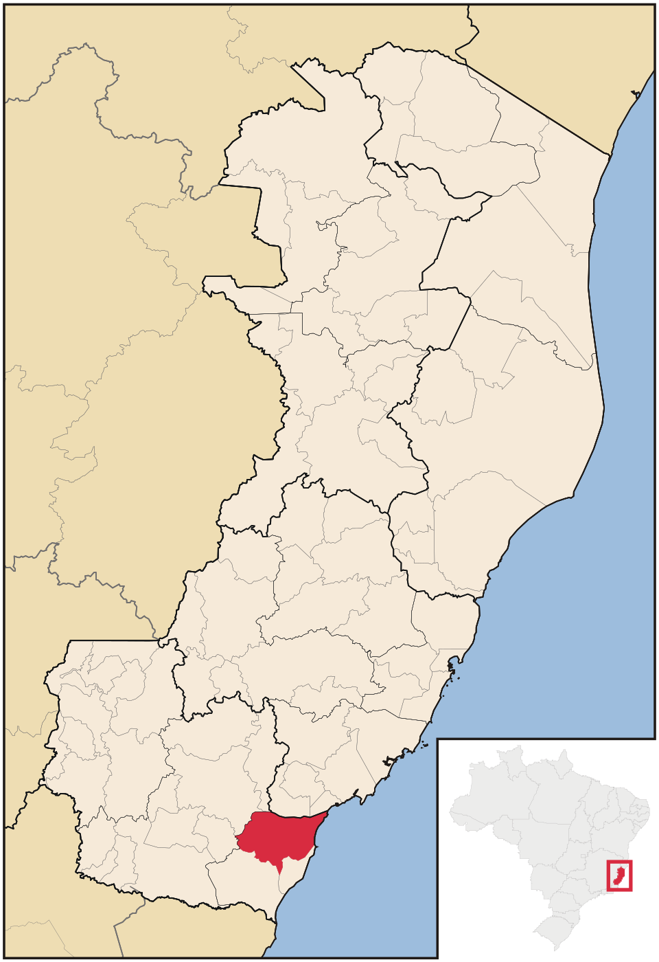 Mapa de localização de Itapemirim em ES