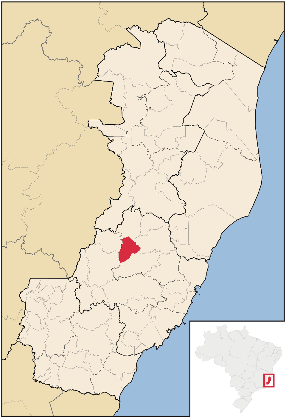 Mapa de localização de Itarana em ES