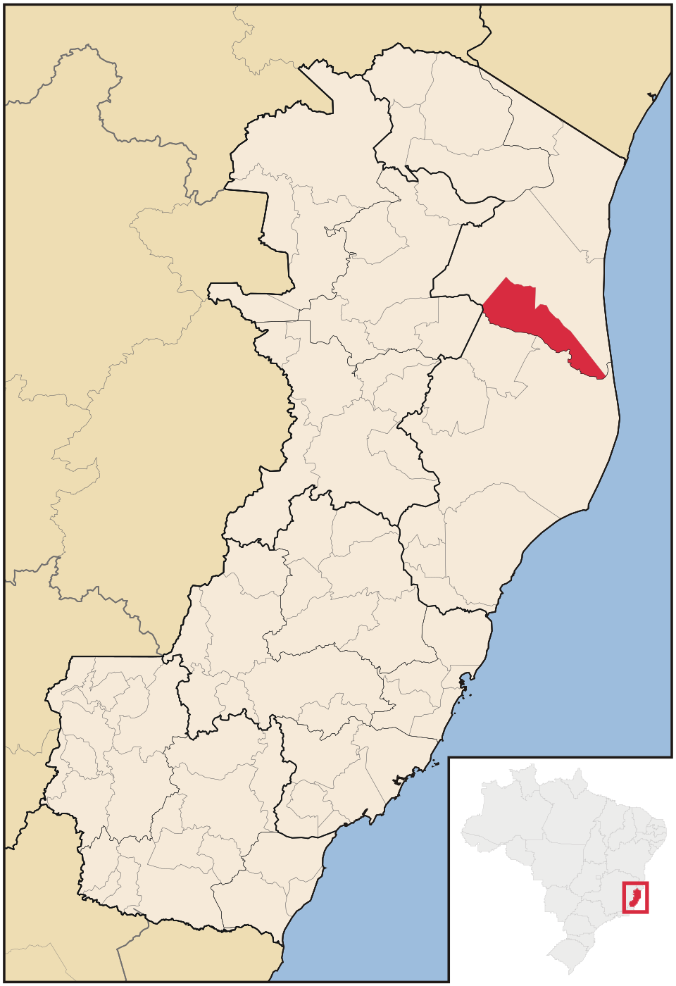 Mapa de localização de Jaguaré em ES